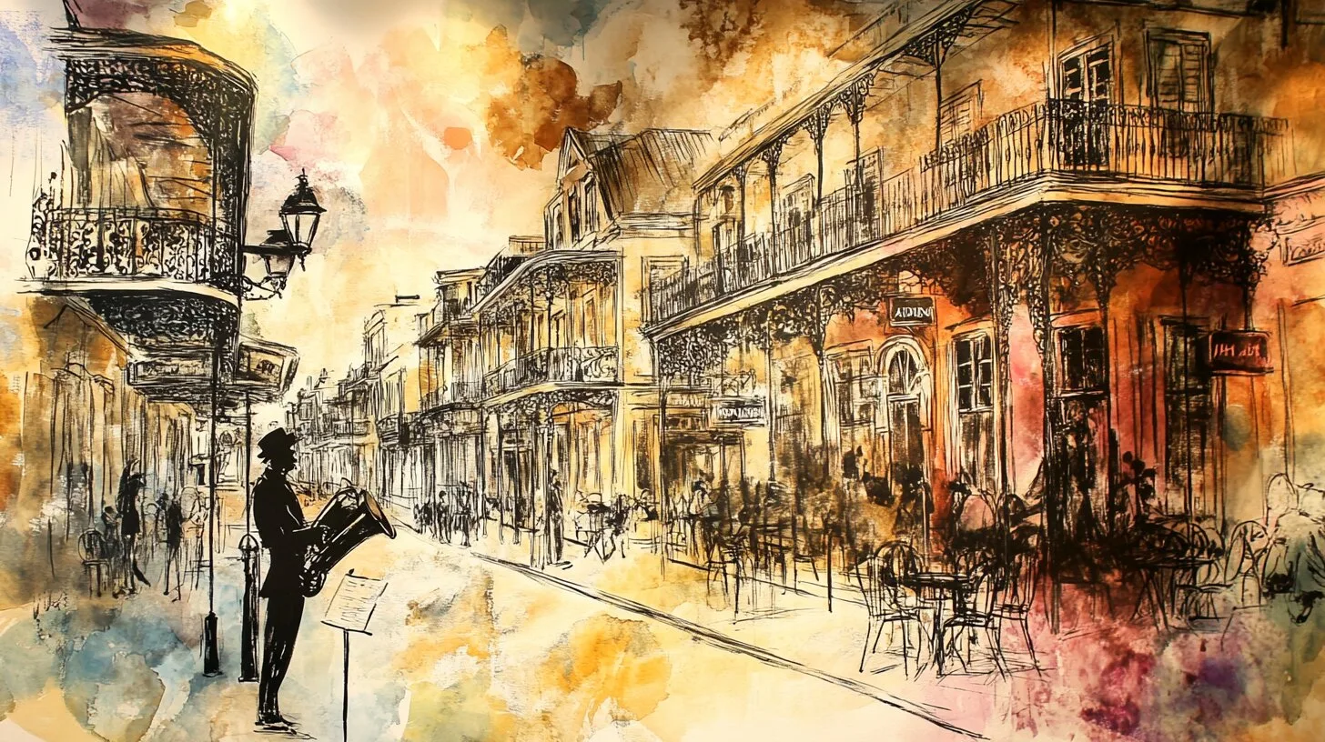 Main product image for Charming Hand-Painted Urban Scene Wall Mural