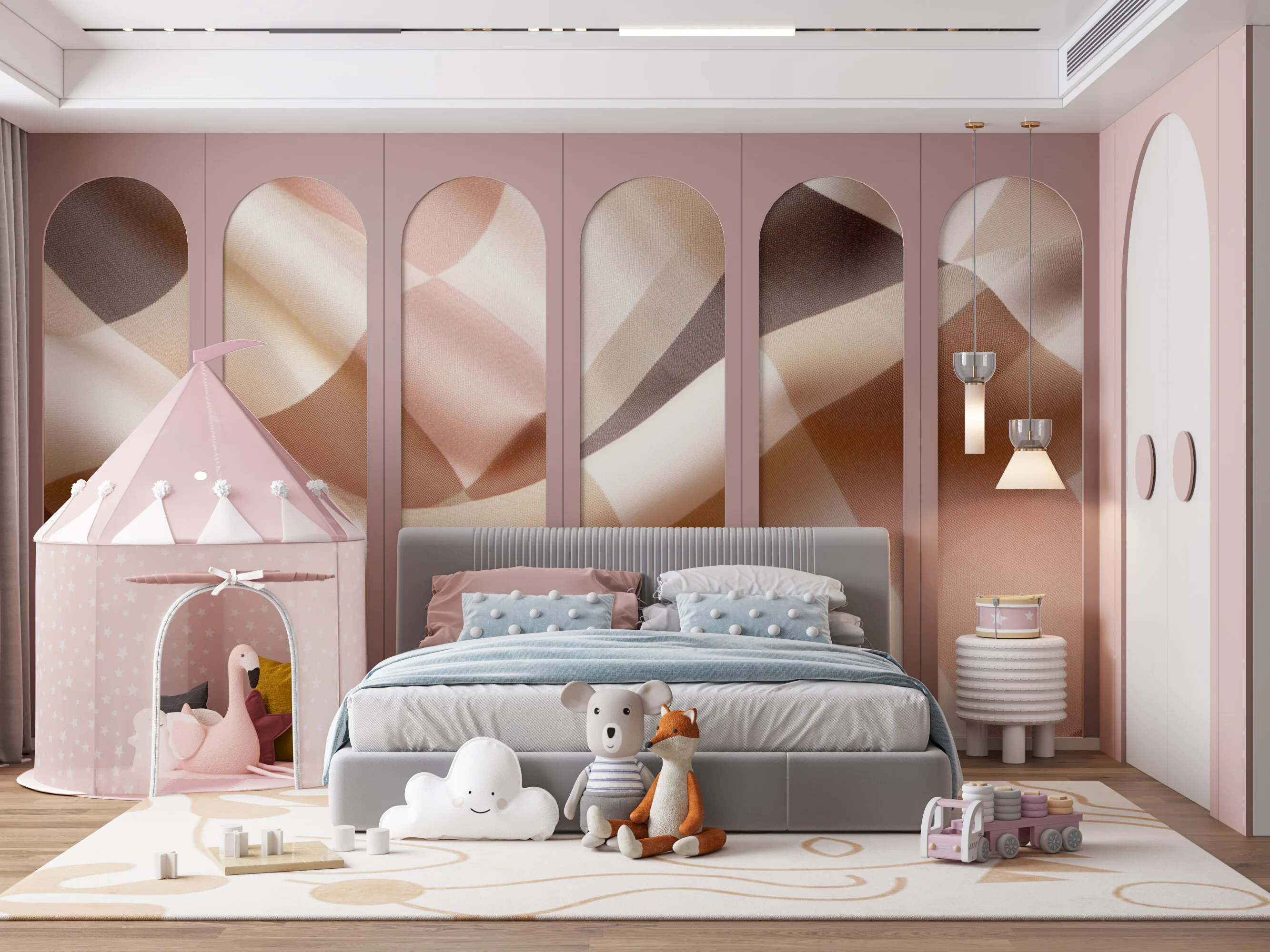 Rendered wallpaper image for Elegant Checkered Fabric Wall Mural