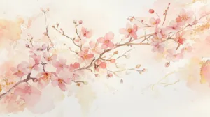 Alternative view of Cherry Blossom Watercolor Artwork Wall Mural