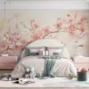 Delicate watercolor painting of cherry blossom branches in soft pink and white hues.||