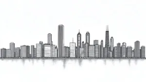 Alternative view of Sleek Chicago Skyline Art Wall Mural