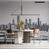 Minimalist black and white Chicago skyline art||
