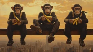 Alternative view of Chimpanzees at Sunset Wall Mural