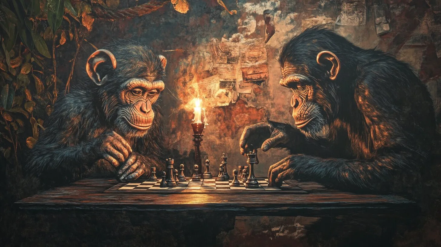 Main product image for Chimpanzees Playing Chess Wall Mural
