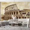 Detailed hand-drawn ink sketch of the Colosseum in Rome|Italy.|