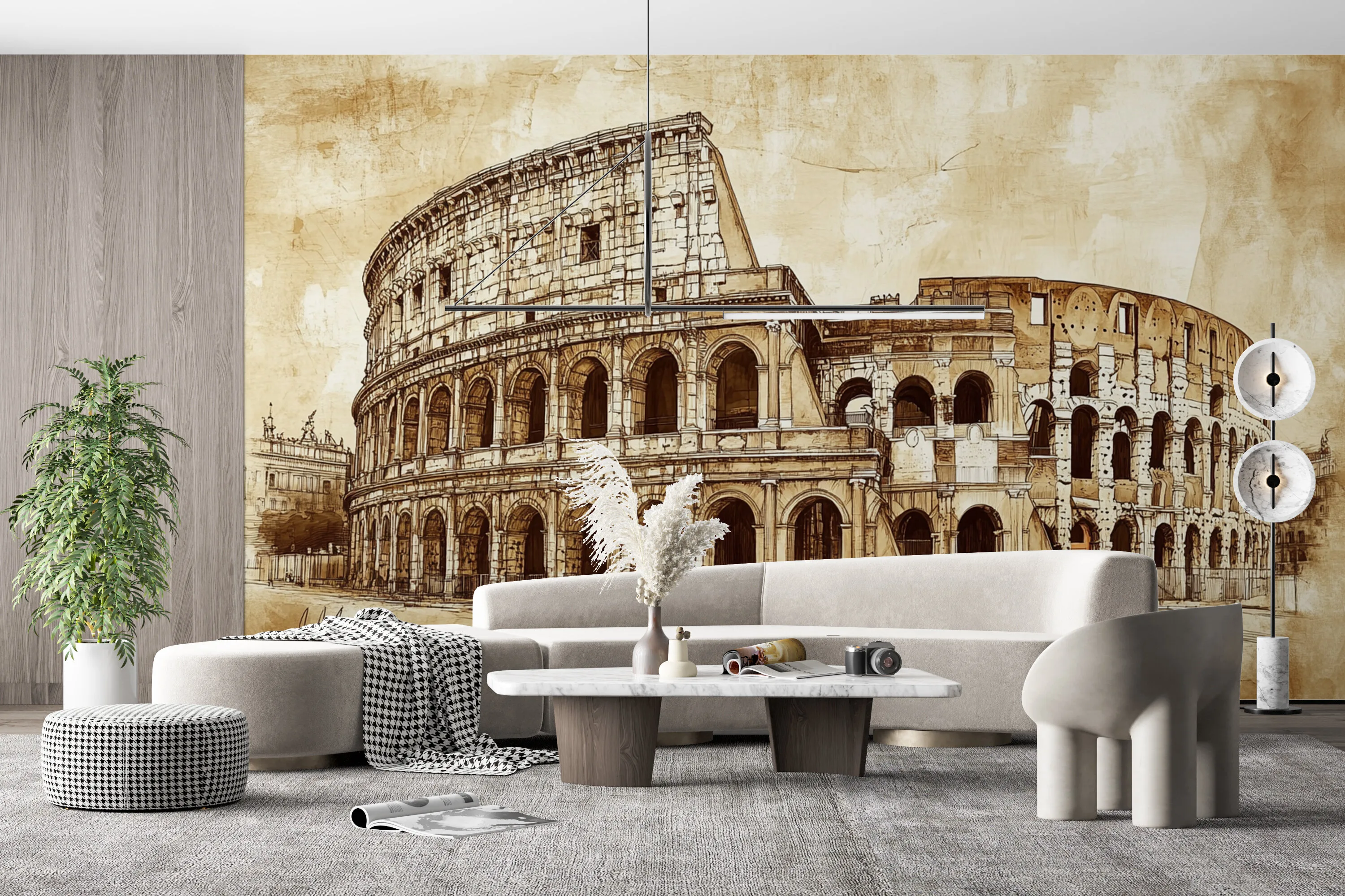 Rendered wallpaper image for Colosseum Ink Sketch Wall Mural