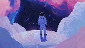 Alternative view of Cosmic Astronaut Exploration Wall Mural