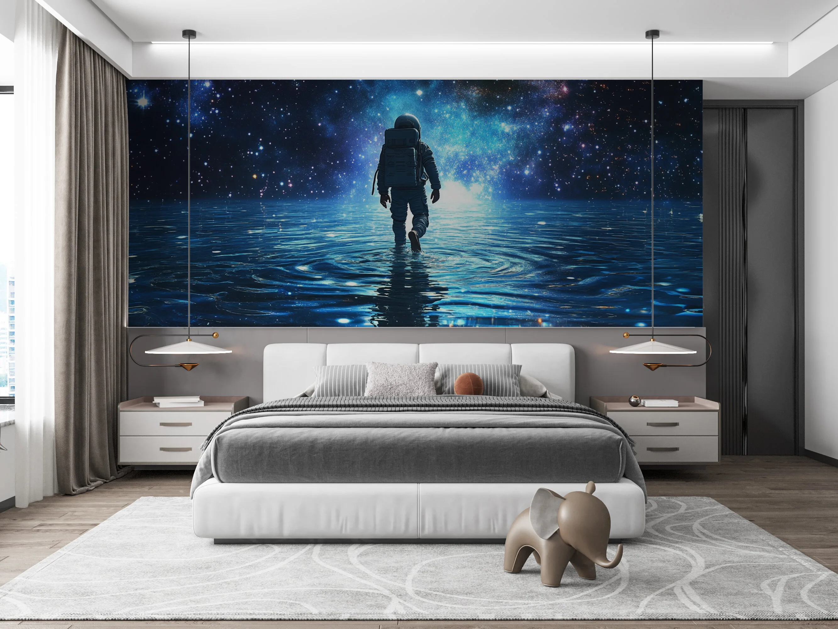 Rendered wallpaper image for Cosmic Water Explorer Wall Mural