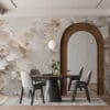 Delicate floral composition featuring soft white and beige flowers