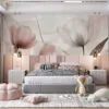 Artistic representation of delicate flowers in soft pink and white hues.
