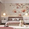 Elegant illustration of magnolia flowers with soft pinks and creams