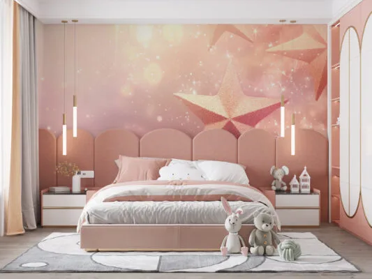 Dreamy abstract setting with glittering stars against a soft background