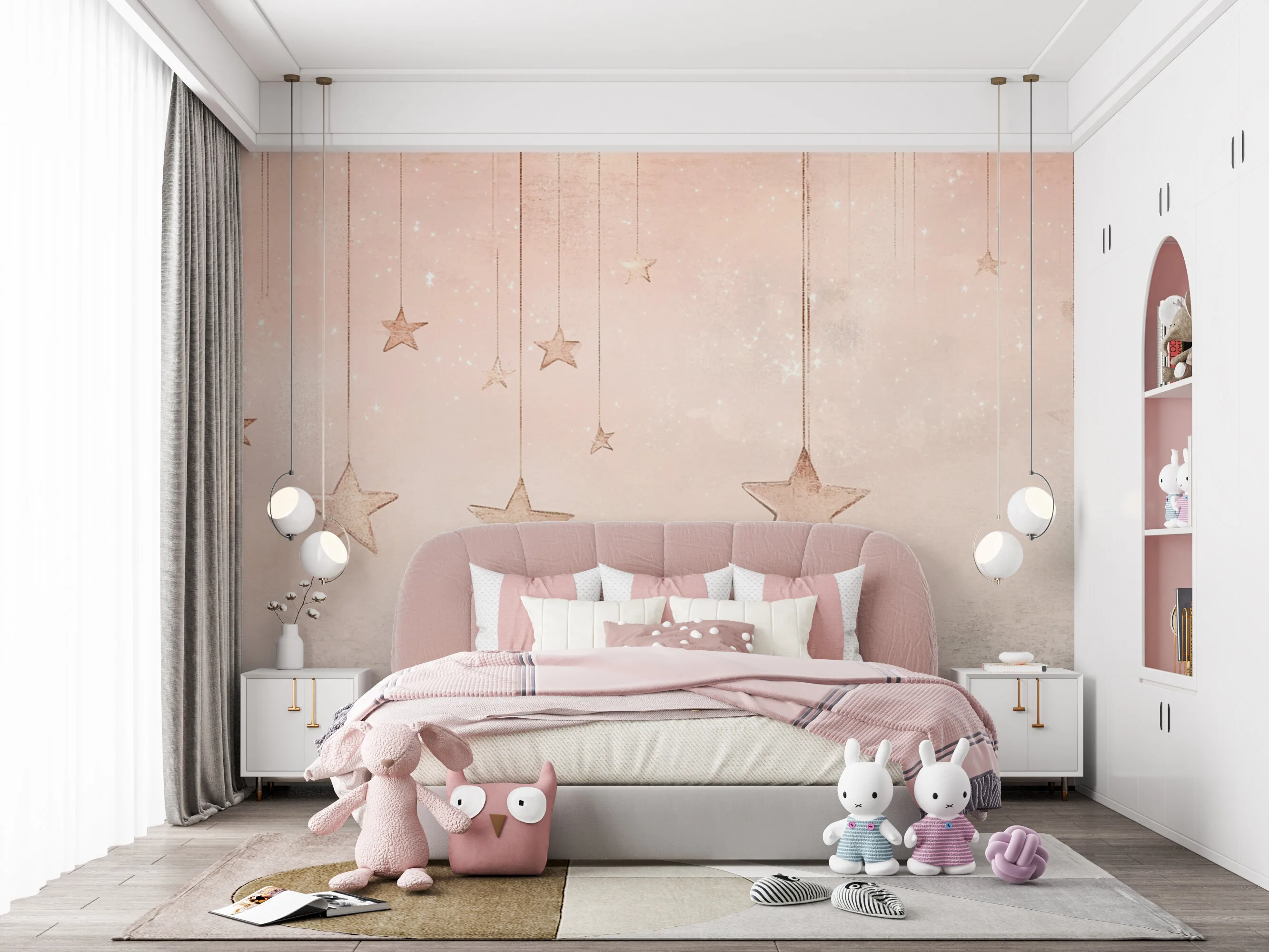 Rendered wallpaper image for Dreamy Pastel Stars Wall Mural