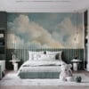 Dreamy abstract sky with soft clouds and golden accents