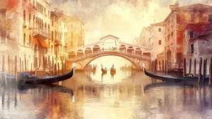 featuring canals and historic architecture.