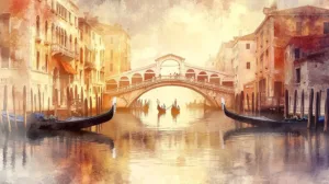 featuring canals and historic architecture.