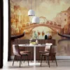 Dreamy watercolor cityscape of Venice|featuring canals and historic architecture.|