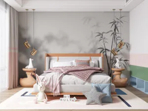 Minimalist bamboo composition in shades of gray and black