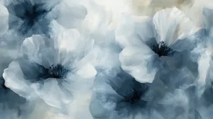 Alternative view of Elegant Blue and White Floral Design Wall Mural