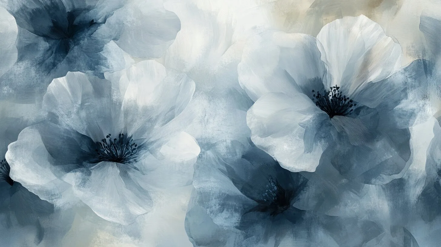 Main product image for Elegant Blue and White Floral Design Wall Mural
