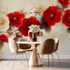 Vibrant camellia flowers in red and white arrangement
