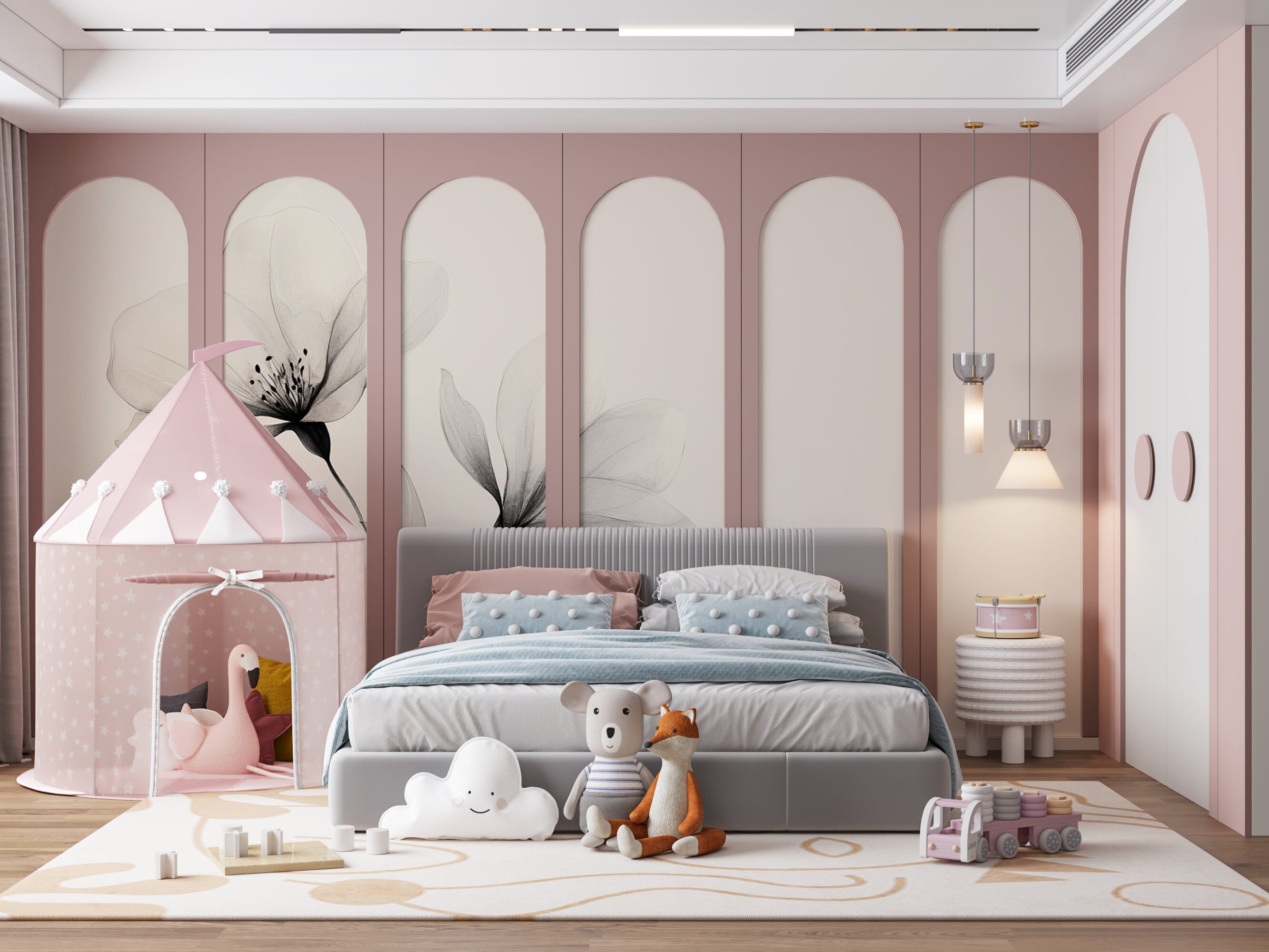 Rendered wallpaper image for Elegant Floral Art Wall Mural