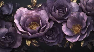 Alternative view of Elegant Floral Composition in Purple Wall Mural