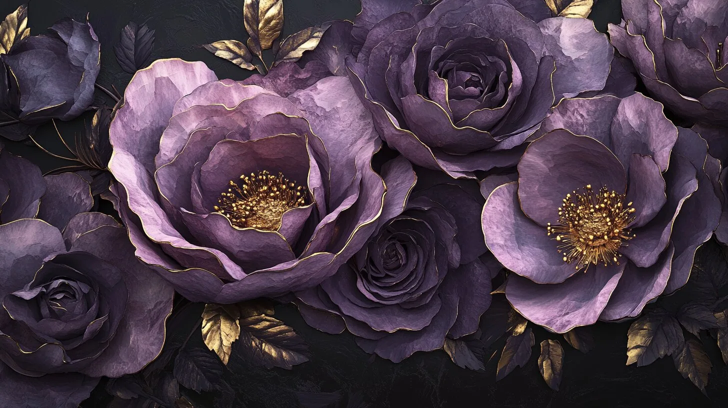 Main product image for Elegant Floral Composition in Purple Wall Mural