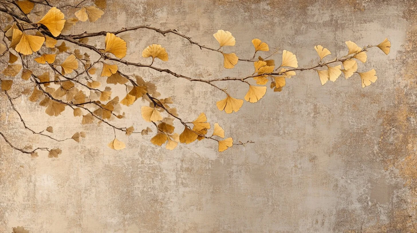 Main product image for Elegant Ginkgo Leaves Arrangement Wall Mural