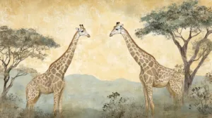 Alternative view of Elegant Giraffes in Nature Wall Mural