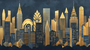 Alternative view of Elegant New York City Skyline Art Wall Mural