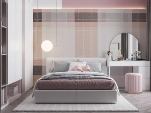 Elegant plaid textile pattern in soft shades of pink|beige|and gray.