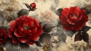 Alternative view of Elegant Red Roses Wall Mural
