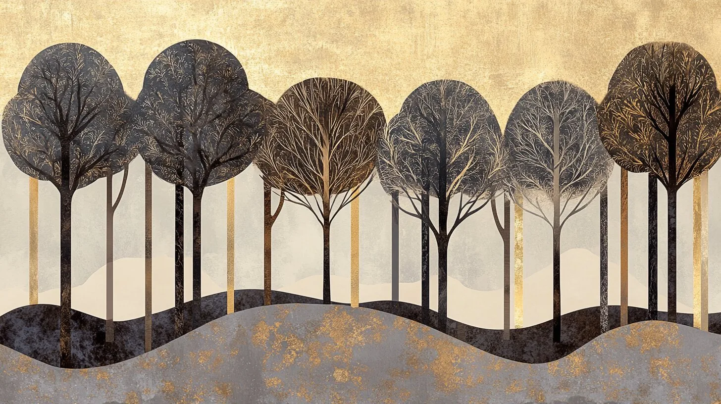 Main product image for Elegant Trees in Abstract Landscape Wall Mural