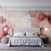 Elegant watercolor floral design with soft pink and gray tones.