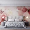 Elegant watercolor floral design with soft pink and gray tones.||