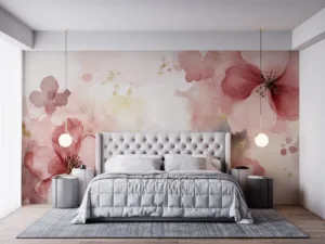 Elegant watercolor floral design with soft pink and gray tones.||
