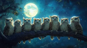 Alternative view of Enchanting Night Owls Wall Mural