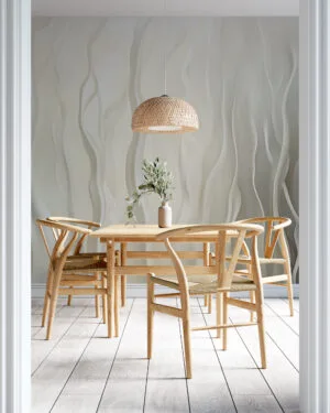 Abstract representation of flowing lines in shades of white and beige