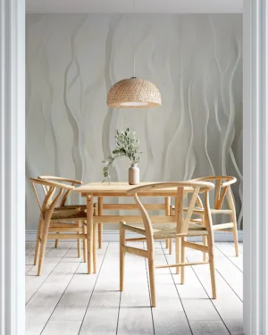 Abstract representation of flowing lines in shades of white and beige||