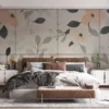 Floral pattern with soft peach and green colors||