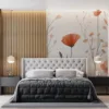 Floral pattern with illustrated flowers and plants in soft colors.||