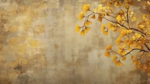 Alternative view of Ginkgo Leaves on Textured Background Wall Mural