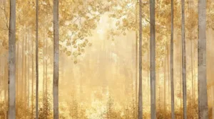 Alternative view of Golden Autumn Forest Scene Wall Mural