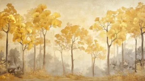 Alternative view of Golden Autumn Forest Wall Mural