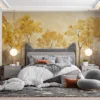 Golden autumn forest with vibrant leaves||