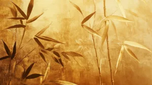 Alternative view of Golden Bamboo Serenity Wall Mural