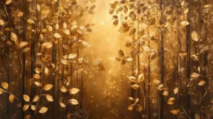 Alternative view of Golden Forest Serenity Wall Mural
