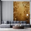 Artistic golden forest scene with warm colors and tranquil atmosphere.