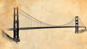 Alternative view of Artistic Representation of the Golden Gate Bridge Wall Mural